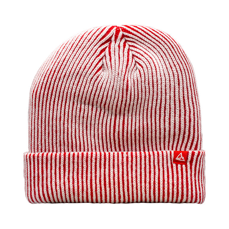 Textured Striped Beanie Red White