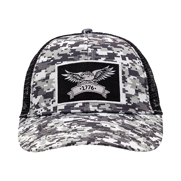 Camo Trucker Hat Gray Eagle