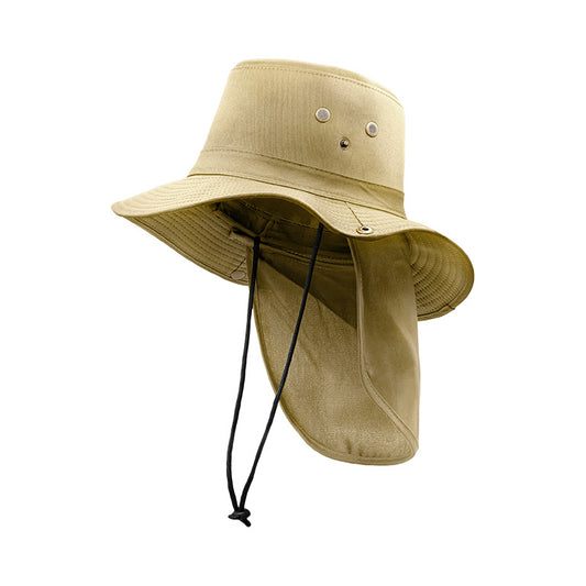 Bucket Hat with Flap Beige