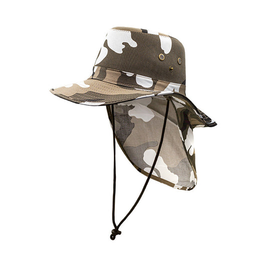 Bucket Hat with Flap Camo Brown