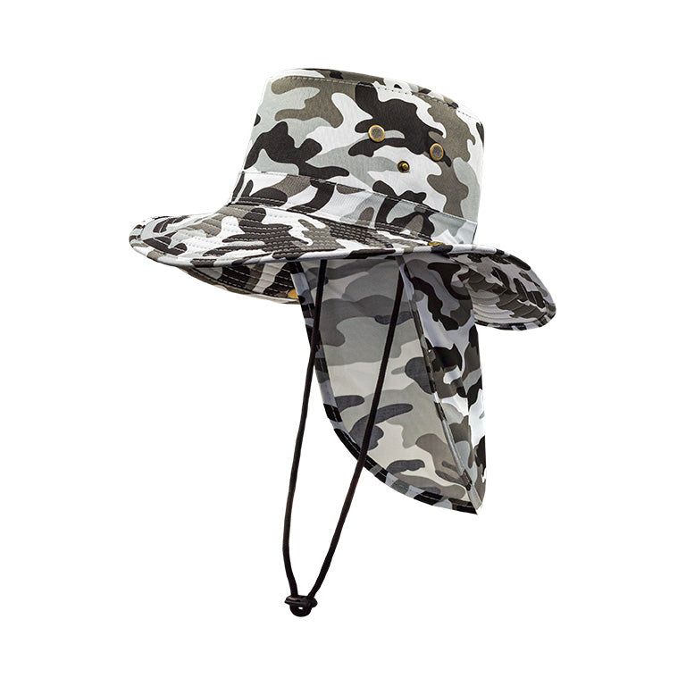 Bucket Hat with Flap Camo Green
