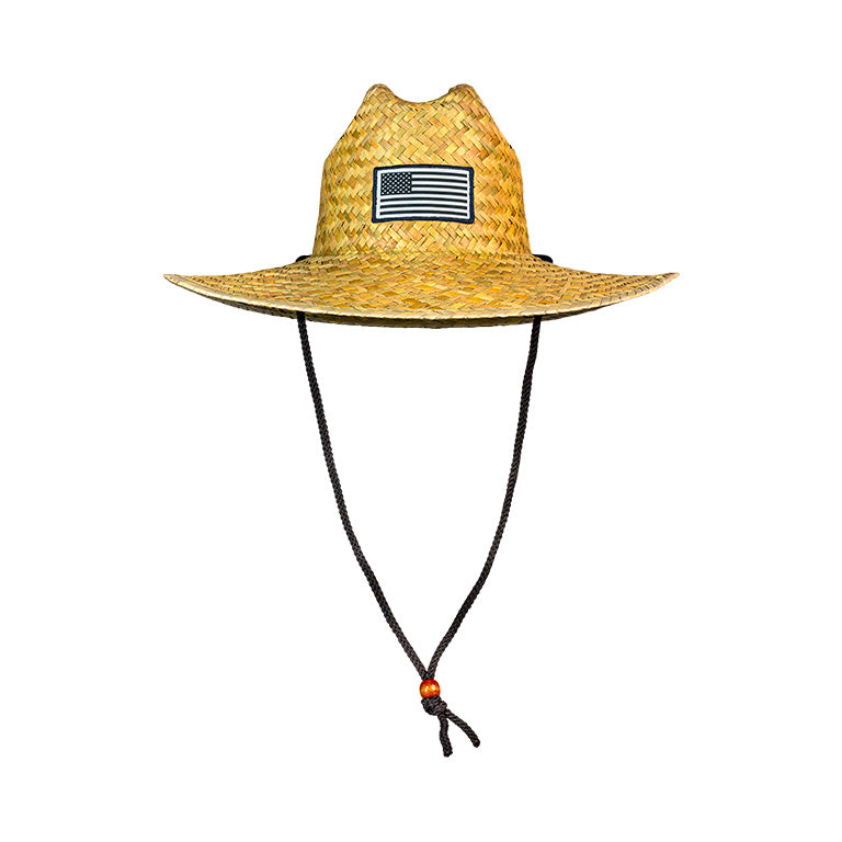 Straw Hat with Patch - US Flag