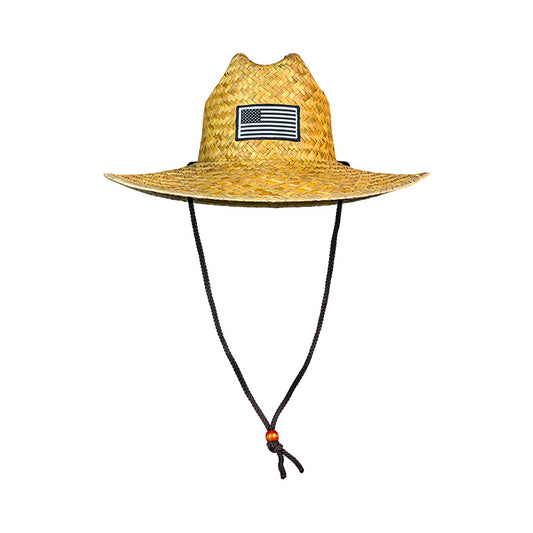 Straw Hat with Patch - US Flag