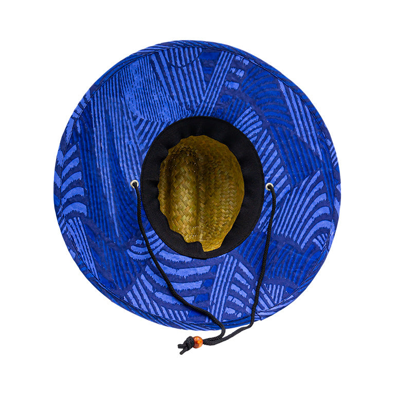 Straw Hat with Lining - Navy Wave